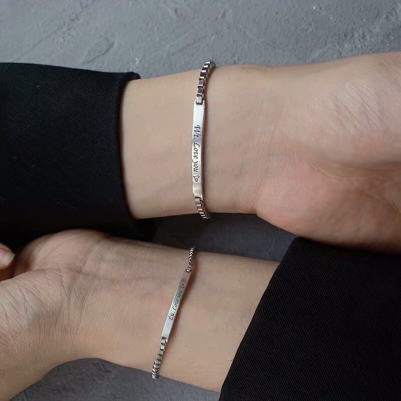 Vòng tay đôi bạc Khắc tên, lắc tay đôi chuẩn bạc ta ss925 mã TSJLT01 - Tiệm Bạc Hạnh Phúc