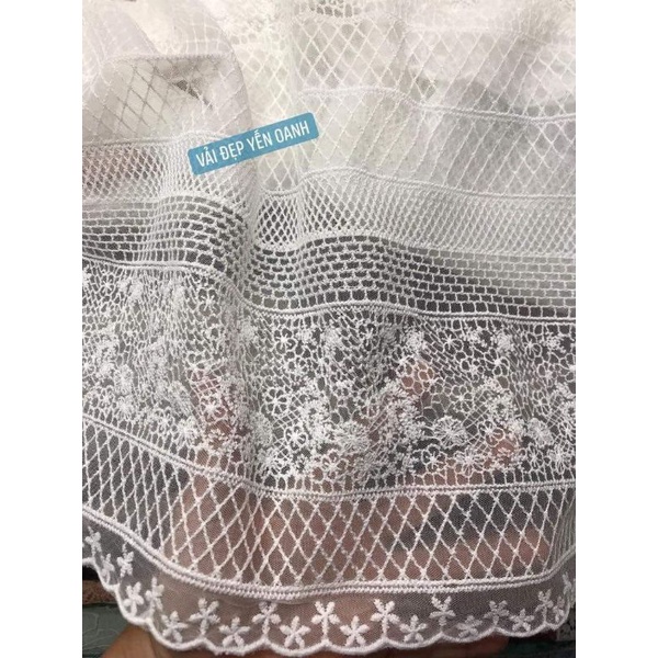 Vải ren chỉ hàng loại 1 2 màu trắng và kem