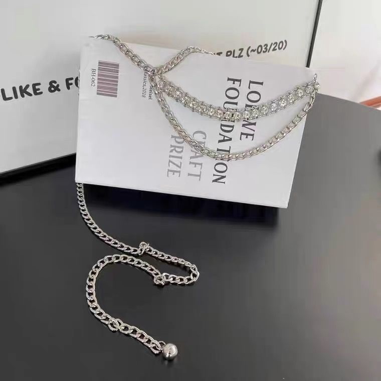 Dây Xích Đeo Thắt Lưng Nhiều Lớp Bằng Kim Loại Đính Đá Thời Trang Cao Cấp Cho Nữ