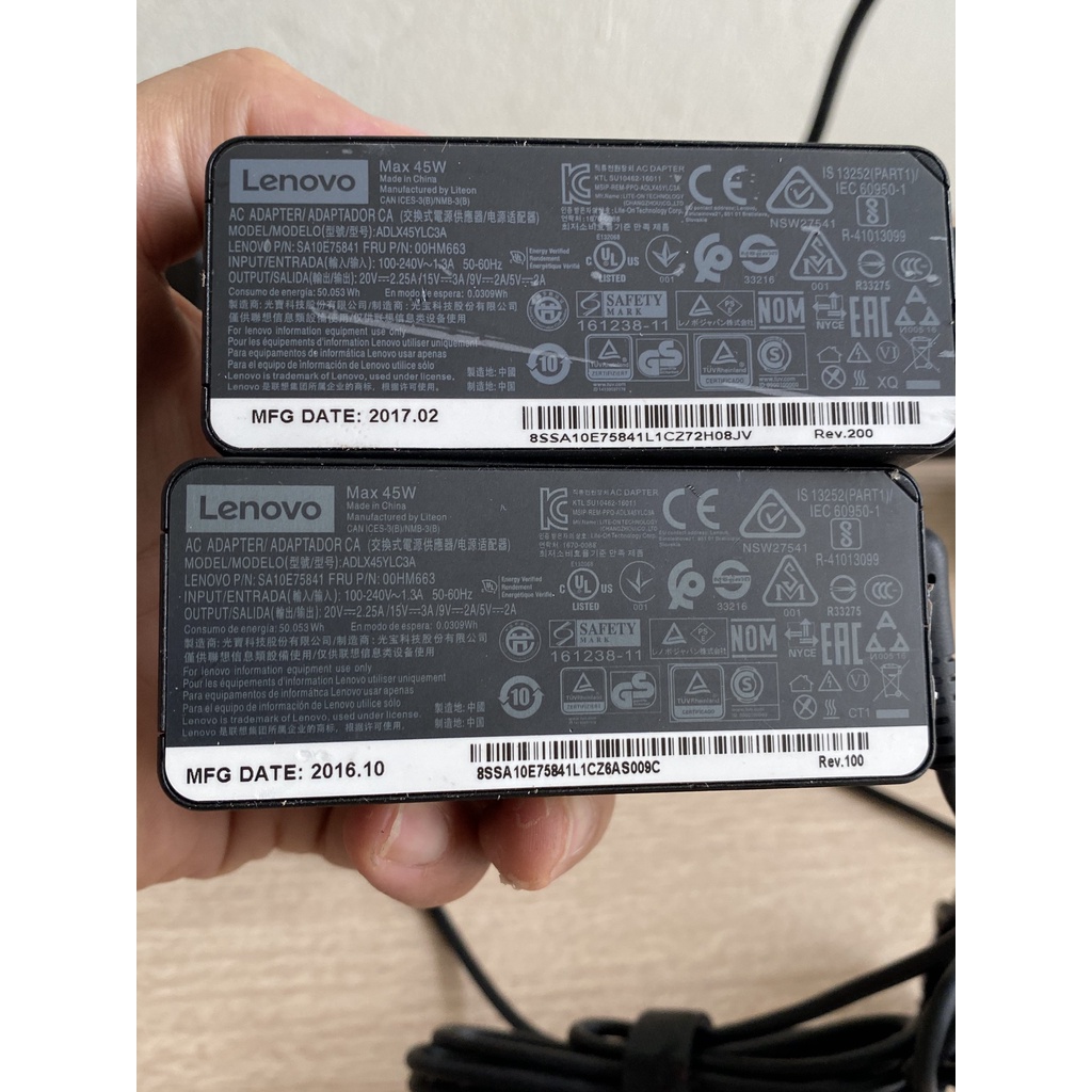 Sạc Lenovo Model ADLX45YLC3A 20V 2.25A Type C 45W zin bóc máy