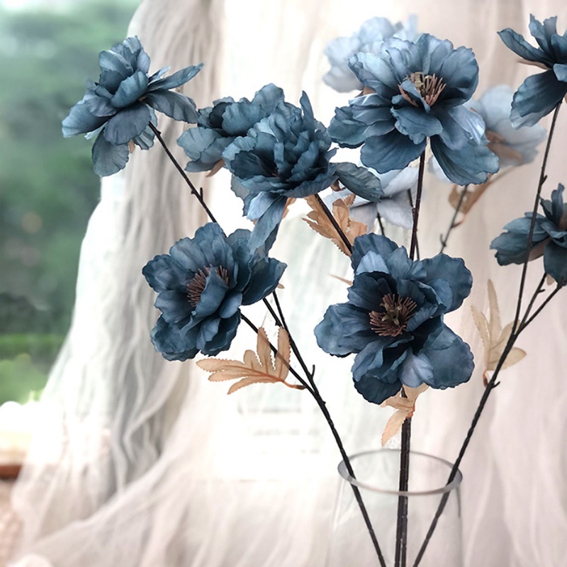 Hoa giả - Hoa hải quỳ giả 66cm cành 3 bông cao cấp, decor,  trang trí nhà cửa sang trọng