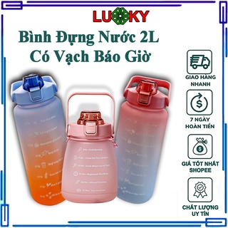 Bình Đựng Nước 2L Dễ Thương Có Vạch Báo Giờ Uống Nước - Nhiều Màu -FREESHIP