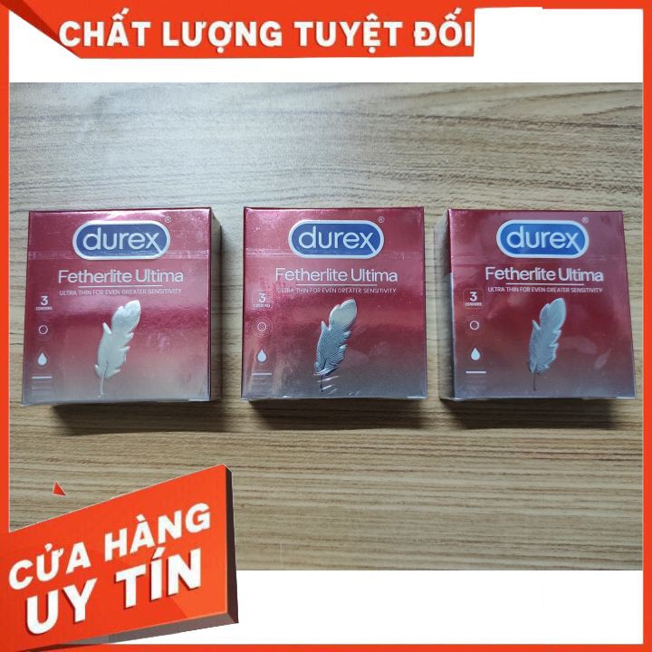 Bộ 3 hộp bao cao su Siêu Mỏng Durex Fetherlite Ultima [Hộp 3 bao] TẶNG 1 Hộp bao cao su VIP 3 bao/hộp