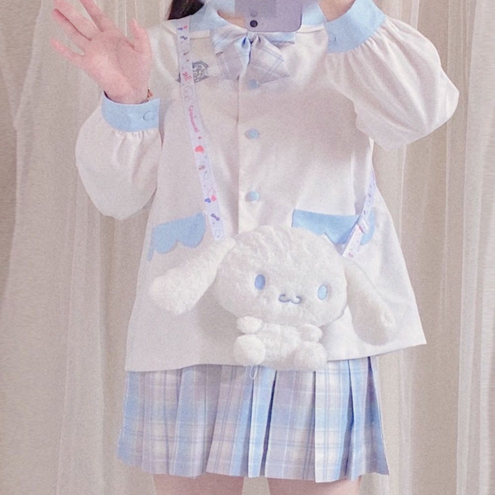 Túi Đeo Chéo Hình Chú Chó Hoạt Hình Bằng Lông Nhung Mềm Mại Phong Cách lolita Nhật Bản