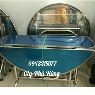 Bàn tròn inox 1m2 xếp 3 ngăn, inox siêu dày cứng chắc( hcm sip hàng hoả tốc feesip)