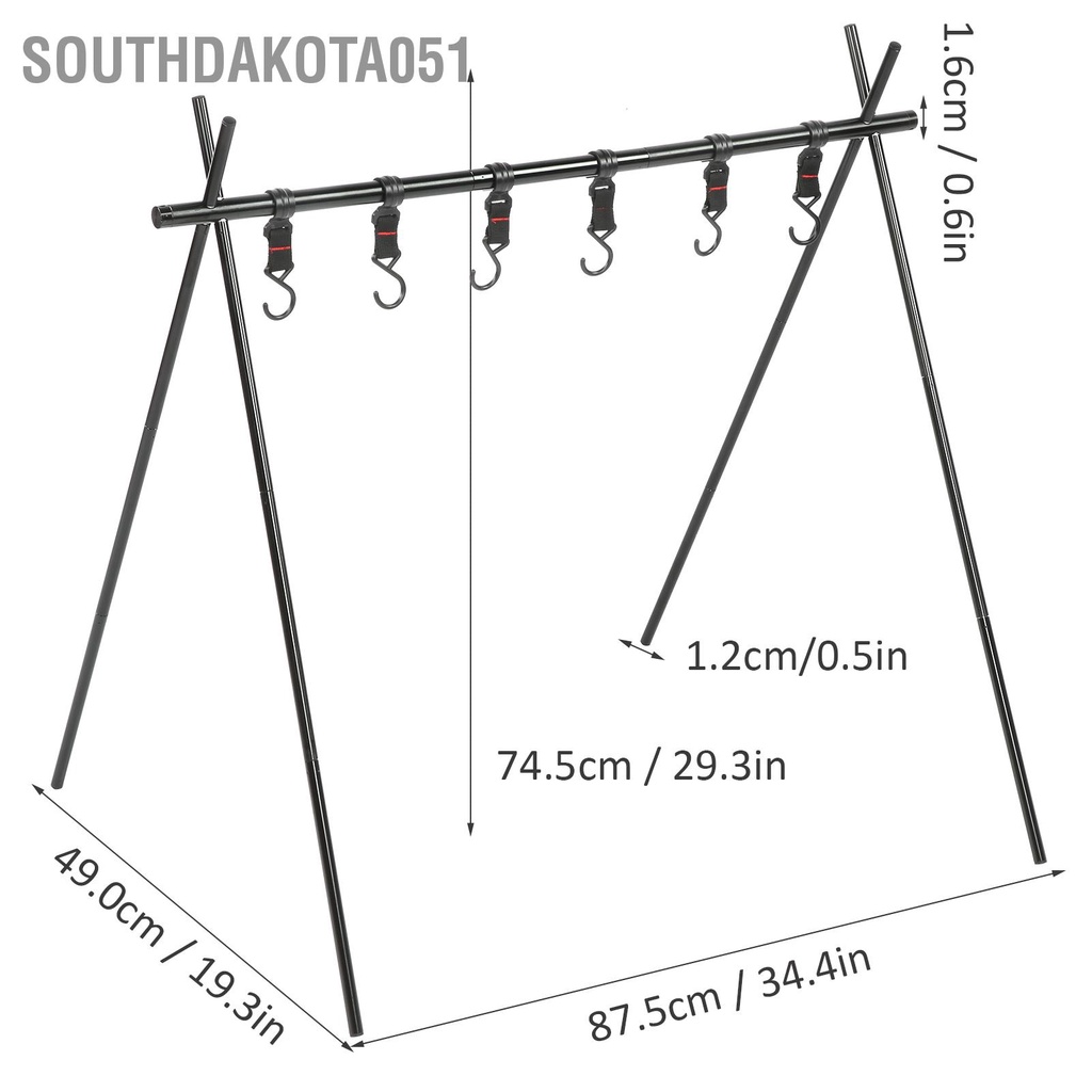 [Hàng HOT] Giá Treo Đồ Dã Ngoại Gấp Gọn cắm trại ngoài trời với 6 móc【Southdakota051】