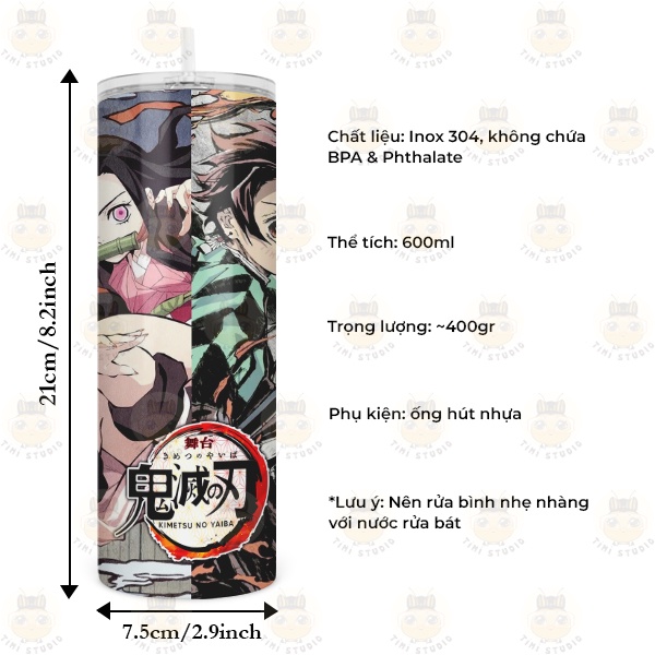 Bình Nước Giữ Nhiệt Hình Thanh Gươm Diệt Quỷ - Bình Giữ Nhiệt Hình Thanh Gươm Diệt Quỷ - Mã 1409