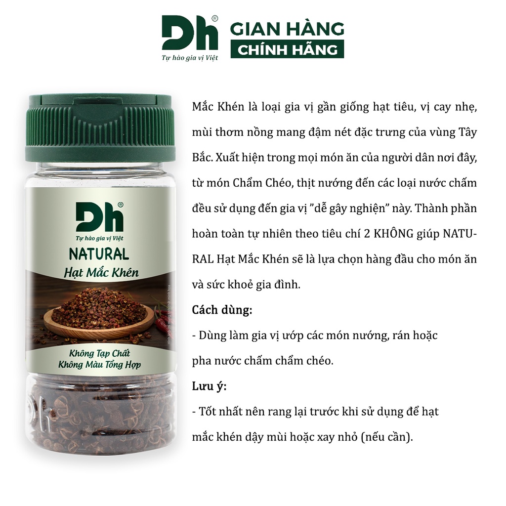 Hạt mắc khén khô Natural DH Foods chế biến thực phẩm 15gr