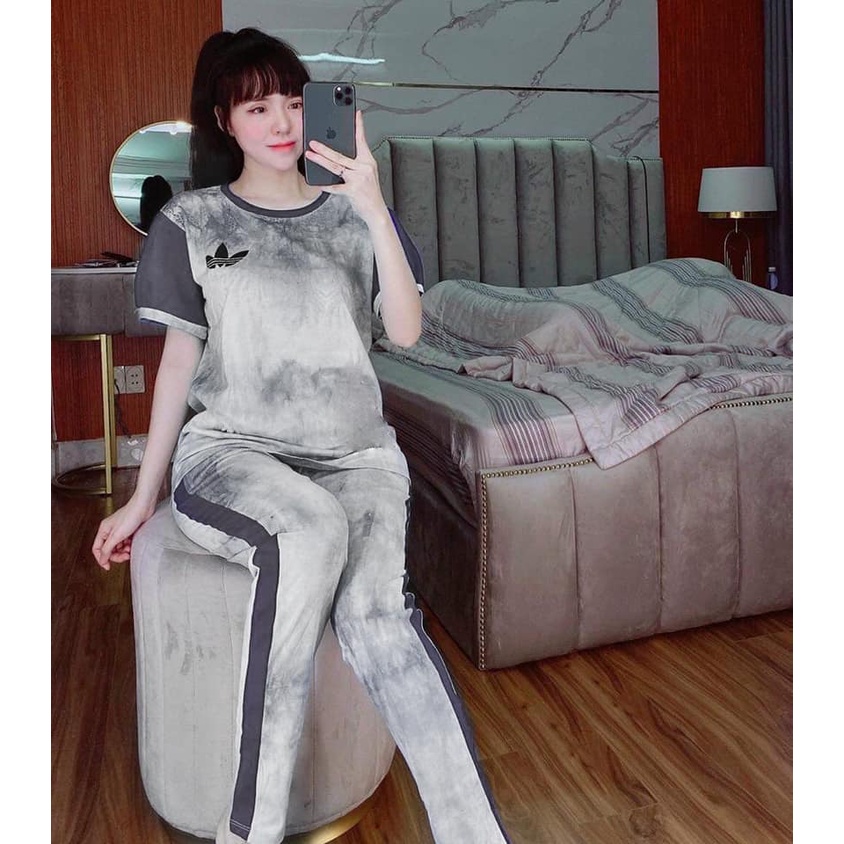 Set Cotton Màu Loang Dáng Thể Thao - Logo Thêu - SP Y Hình