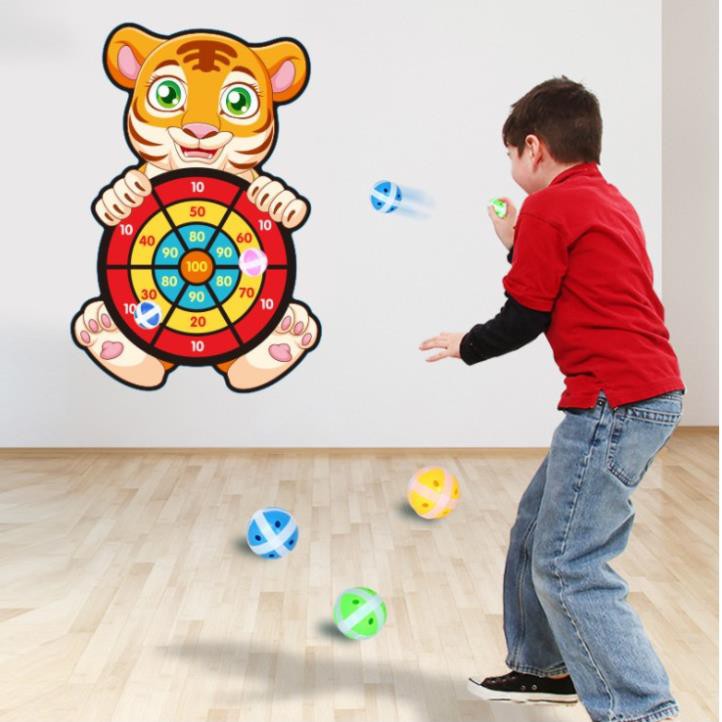 [Quà tặng] Bảng ném bóng dính hoạt hình tính điểm được treo tường chơi trong phòng dành cho bé từ 2 tuổi