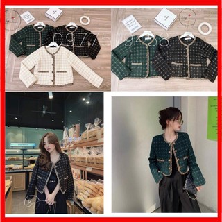 ✅ HÀNG CAO CẤP✅ Áo Khoác Dạ Tweed Nhũ Màu BE , ĐEN , XANH RÊU Cho Nữ