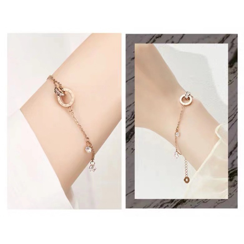 Vòng Tay Mạ Vàng Hồng 18k Đính Đá Zircon