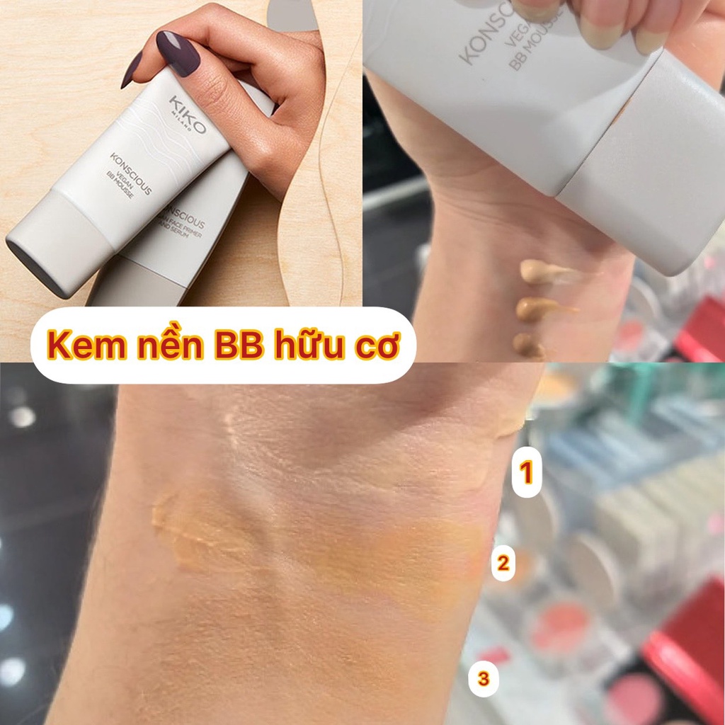 Kem nền BB kiko dạng mousse siêu nhẹ Konscious Vegan BB - Kem nền hữu cơ che khuyết điểm tự nhiên kiko milano - Italia