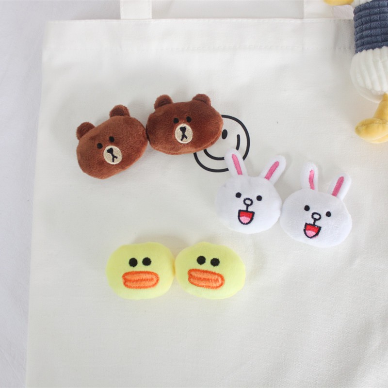 Huy hiệu cài áo, balo bằng bông gấu Brown và thỏ Cony siêu xinh Dimi House