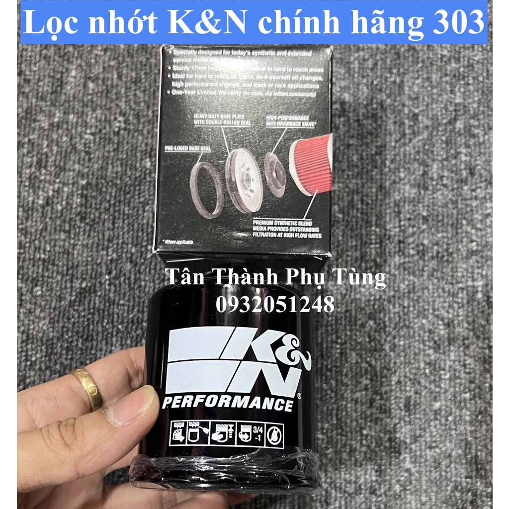 Lọc nhớt K&amp;N chính hãng 303 (cho Kawasaki), 204-1 (Phân khối lớn)
