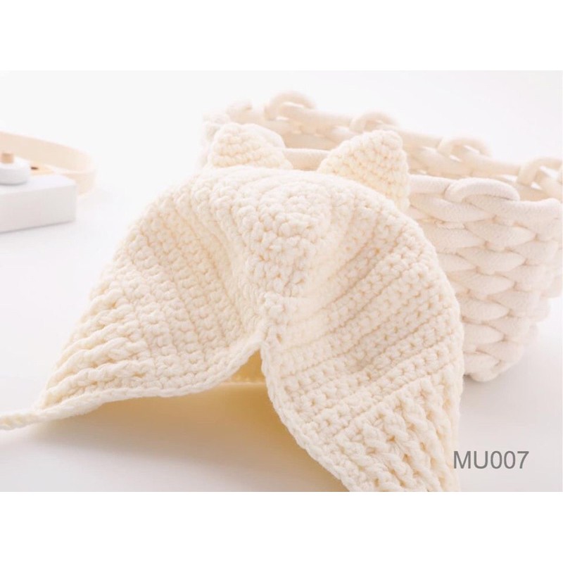 Mũ len tai thỏ lót bông MU007 freesize 6-24m