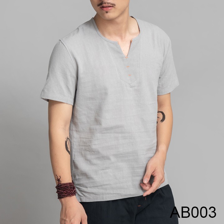 Áo Đũi (Linen) Nam Cổ V Cao Cấp, Áo Đũi Dáng Thun Dễ Phối Đồ | BigBuy360 - bigbuy360.vn