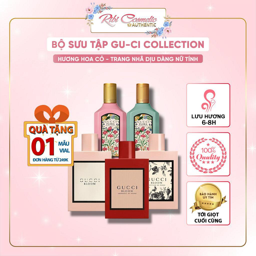 Nước Hoa Nữ Gucci Bloom Hồng Đỏ Tím, Gu-ci Flora Gorgeous Gardenia 2021 Vườn Hoa Thơm Ngát Ribicosmetics