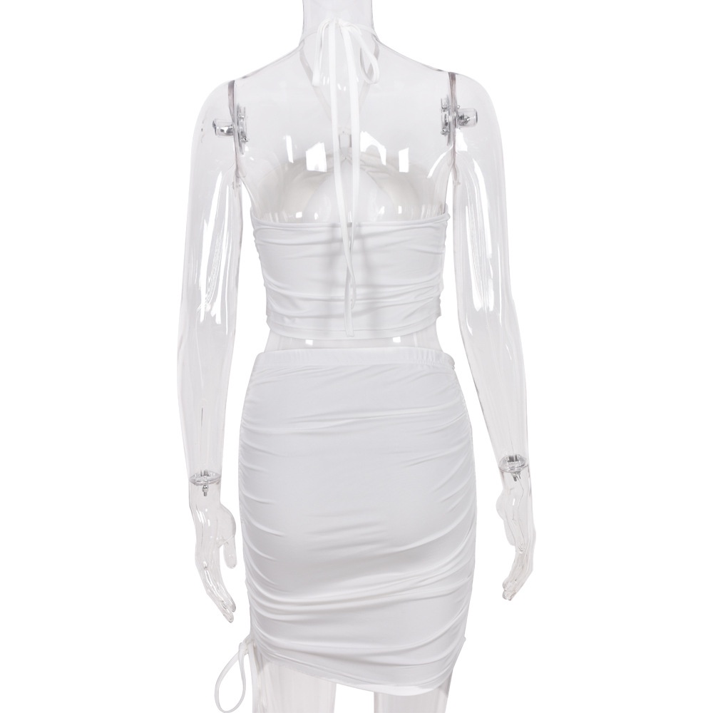 Bộ Áo Tank Top Rỗng + Chân Váy Rút Dây Eo Thời Trang Dành Cho Nữ