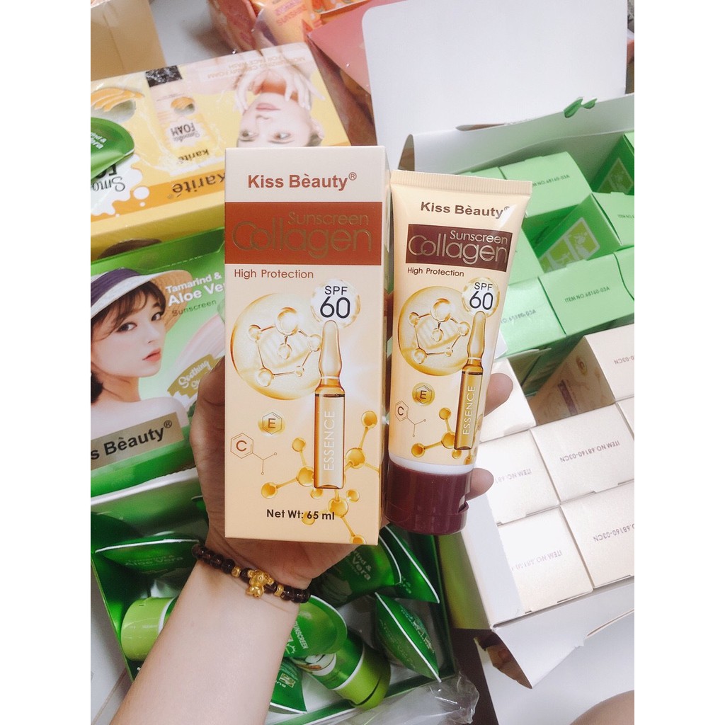 Kem Chống Nắng Trang Điểm Bảo Vệ Da Kiềm Dầu Kiss Beauty Sunscreen Collagen SPF 60 +/ PA+++