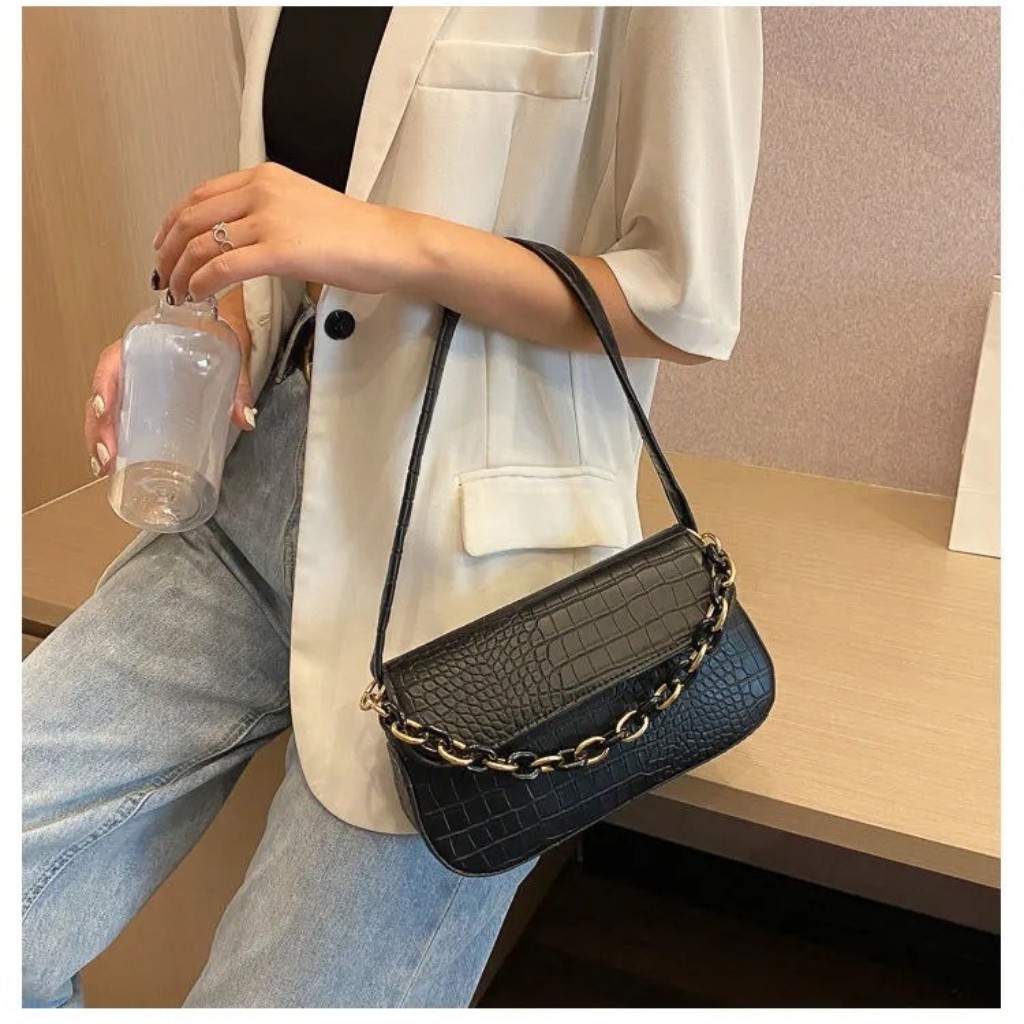 Túi Kẹp Nách Chất Da Rắn Kiểu Dáng Trẻ Trung Tặng Kèm Dây Cầm Tay Size 23