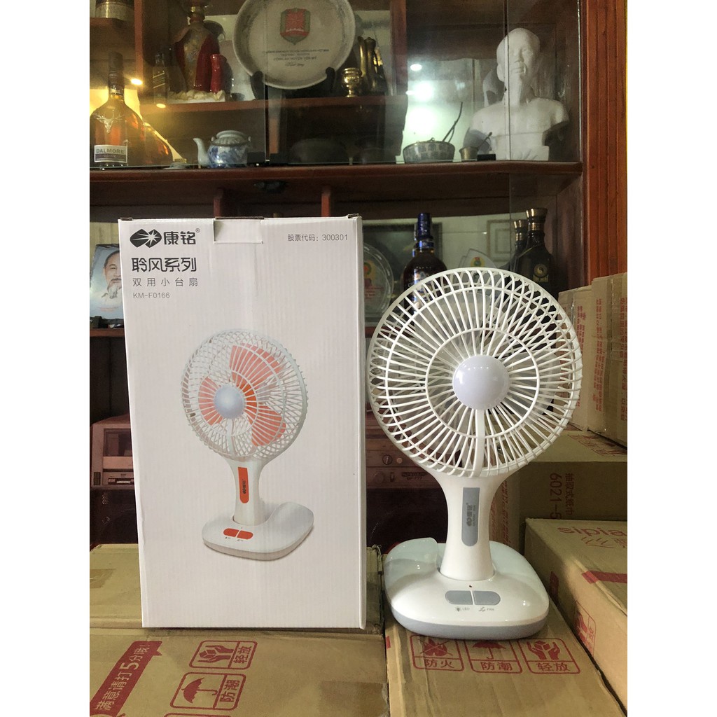 Quạt sạc tích điện gấp gọn có đèn led km f0166