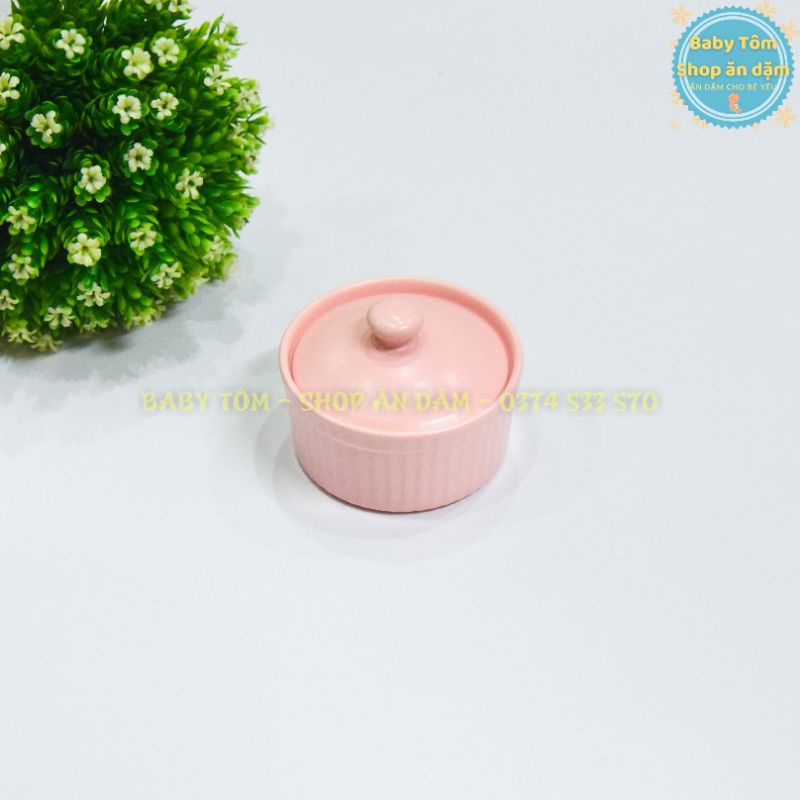 Bát ăn dặm gốm sứ Ramenkin có nắp 120ml NPP Baby Tôm