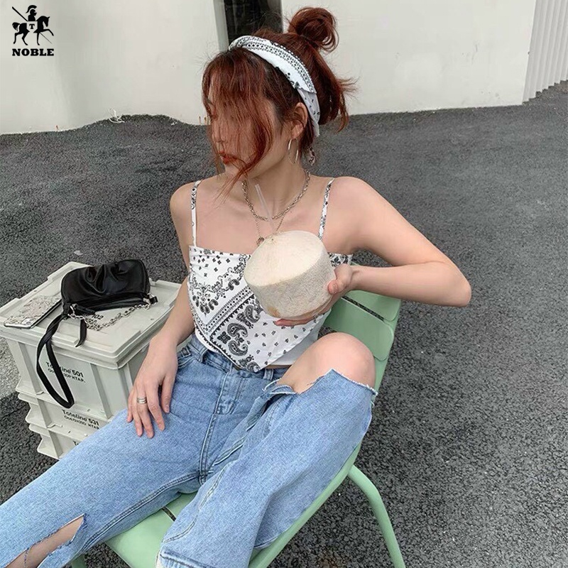 [Freeship] Áo Yếm Thổ Cẩm Khăn Bandana thun Dây Khăn Yếm Đi Biển Chụp Hình Thời Trang NOBLE TP047