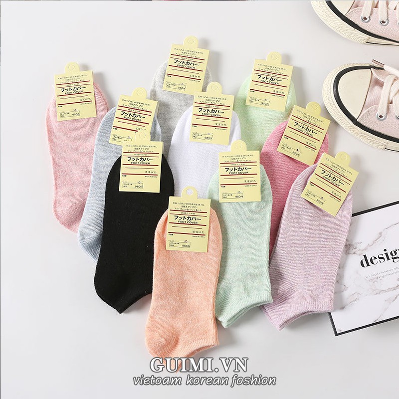 Vớ cotton màu trơn thời trang dành cho nữ