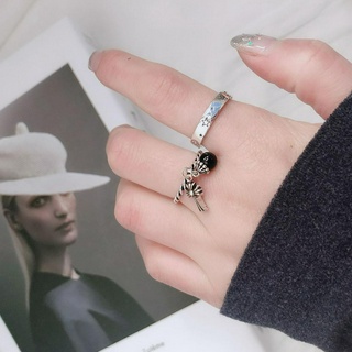 Nhẫn Thép Không Gỉ Họa Tiết Mặt Trăng Ngôi Sao Phong Cách Gothic