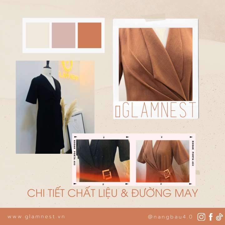 Váy Bầu Thiết Kế Đầm Bầu Công Sở Đẹp Thời Trang Đũi Cao Cấp GLAM NEST VN006