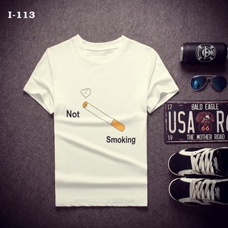 🐻🐻i113 áo thun nam tay ngắn chữ not smoking 🐻🐻