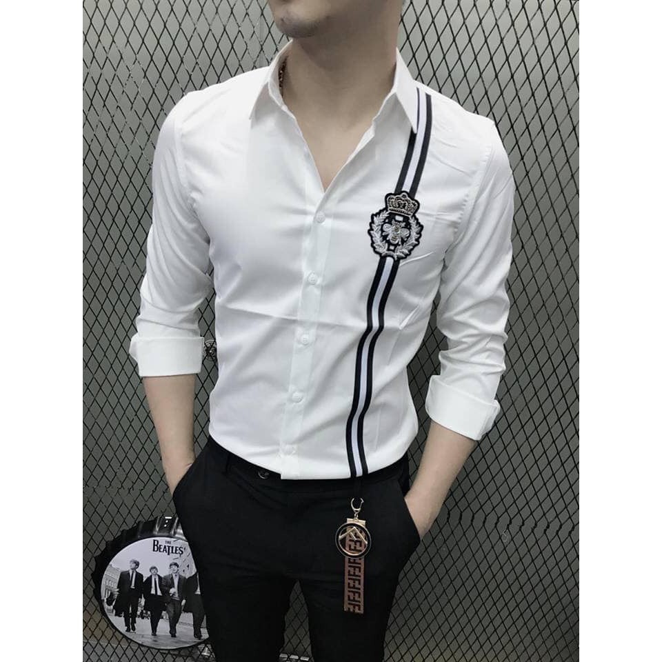 Áo Sơ Mi Nam Phối Chữ hàng chuẩn shop vải  mềm mịn 💥 | BigBuy360 - bigbuy360.vn