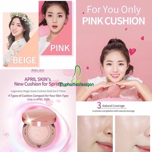 Phấn nước April Skin Magic Pink Cushion Pink SPF50 Xuất xứ Hàn Quốc