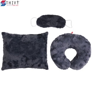 Combo Gối Tựa Lưng, Gối Kê Cổ Chữ U và Bịt Mắt Màu Trơn