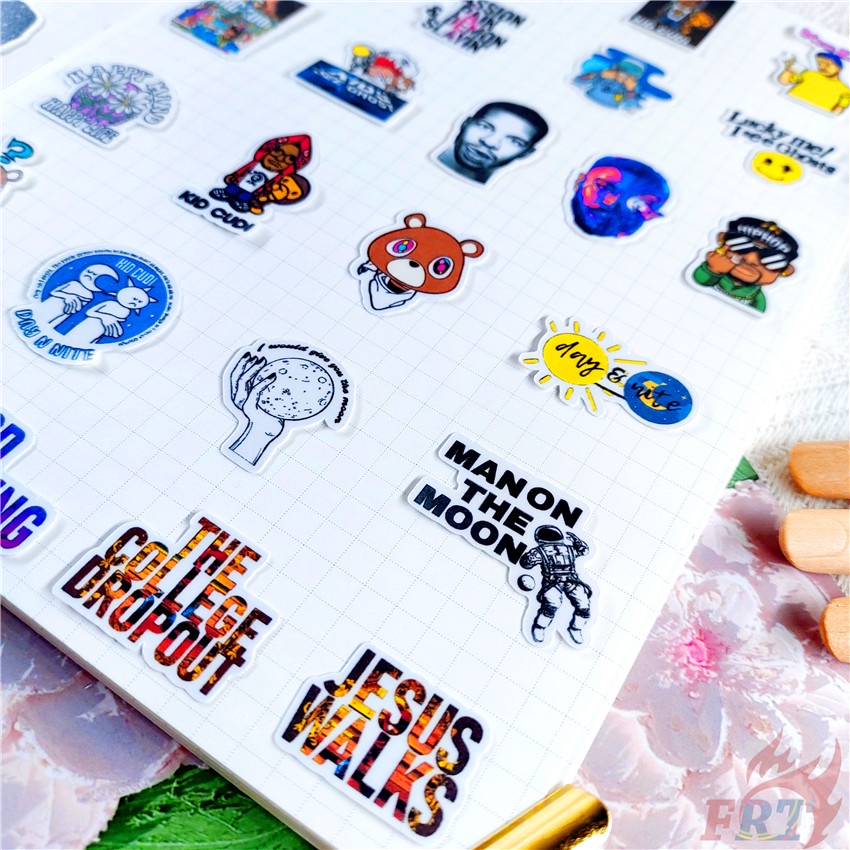 ★★★ Sticker Dán Mini Cudi &amp; Kanye West Q-1 ★★★ 48 Miếng Dán Decal Thời Trang Trang Trí Album