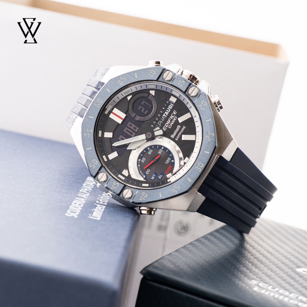 Đồng Hồ Quartz Nam Casio Edifice WATCHSTORE ECB-10AT-1ADF, Mặt Kính Sapphire 48.5mm, Dây Nhựa, Vỏ Thép Không Gỉ