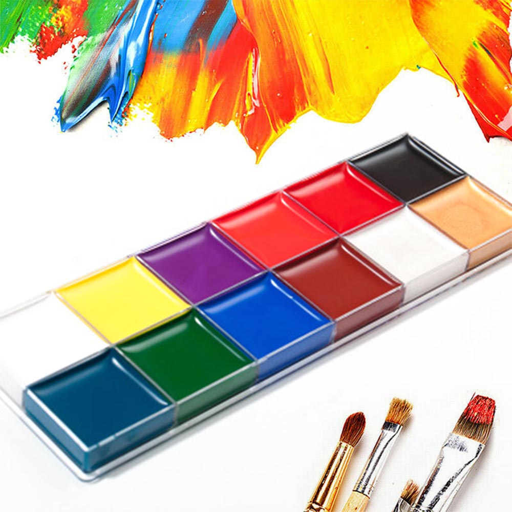 Face Body Paint Pigment Oil Painting 12 Colors Make Up Tools for Halloween Party Cosplay Makeup