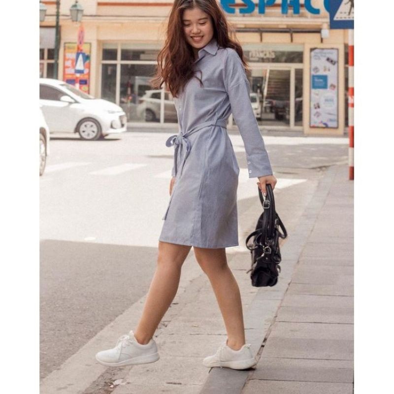 Đầm sơ mi kẻ sọc Chicbae21 sz M
