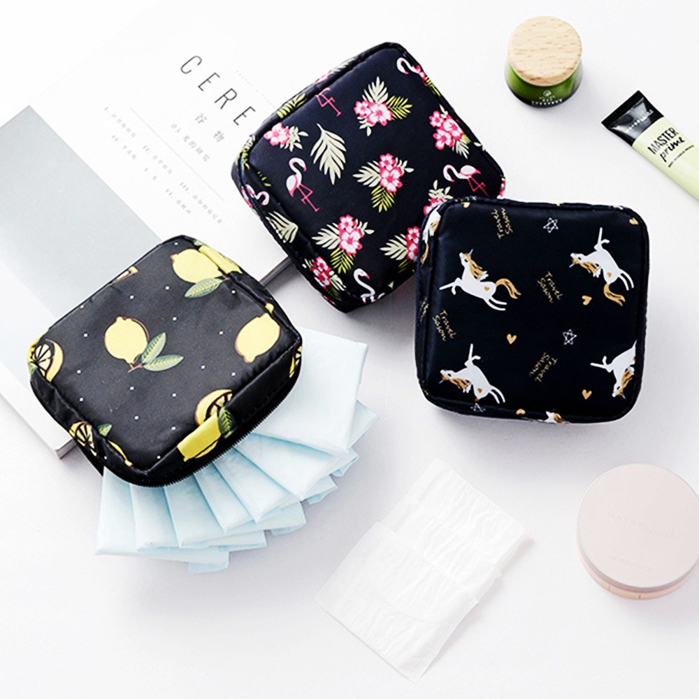 Túi Đựng Mỹ Phẩm / Son Môi / Tiền Xu Mini Có Khóa Kéo Tiện Lợi Dành Cho Nữ