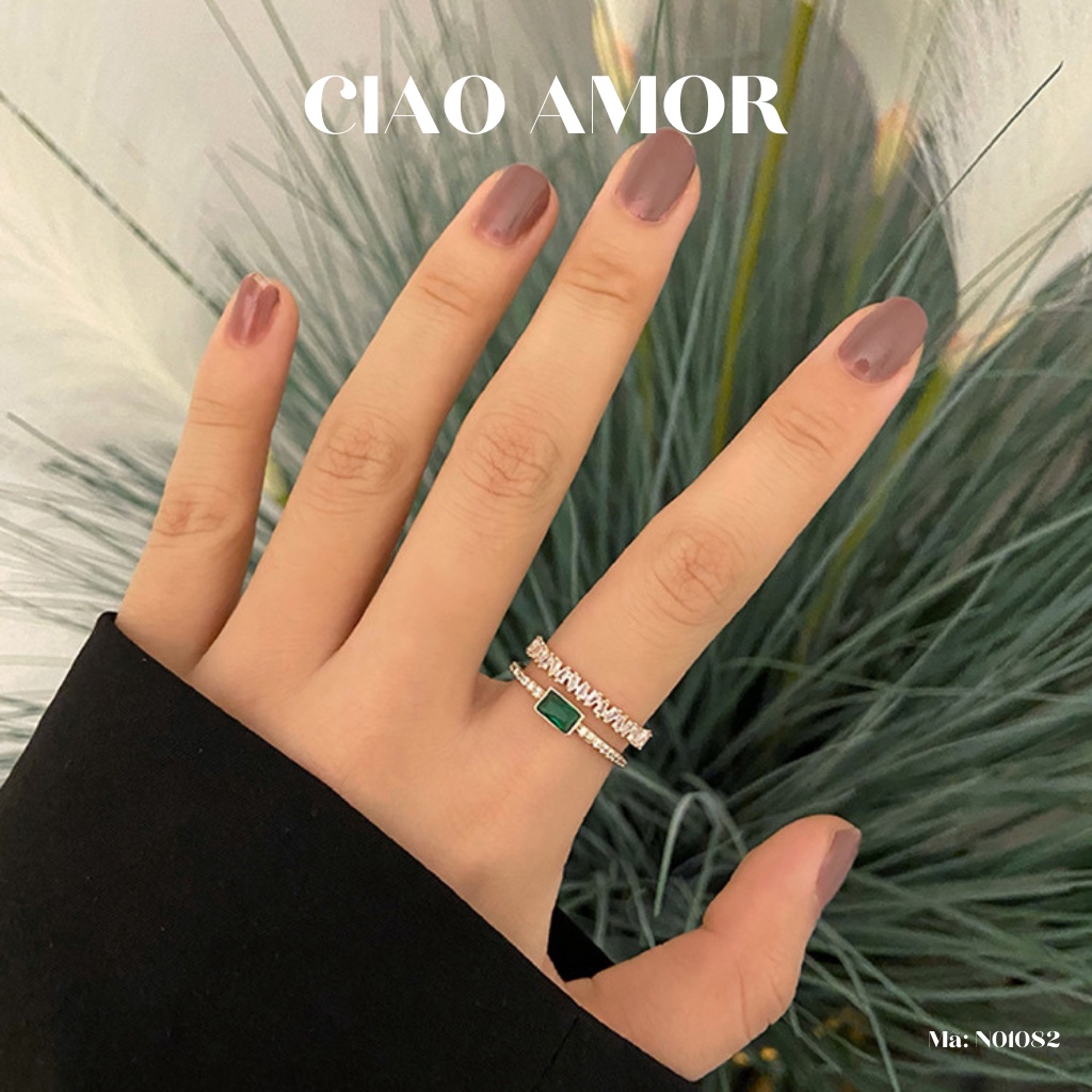 Nhẫn nữ sang trọng thanh lịch mặt xanh lam Trang sức Ciao Amor - N01082