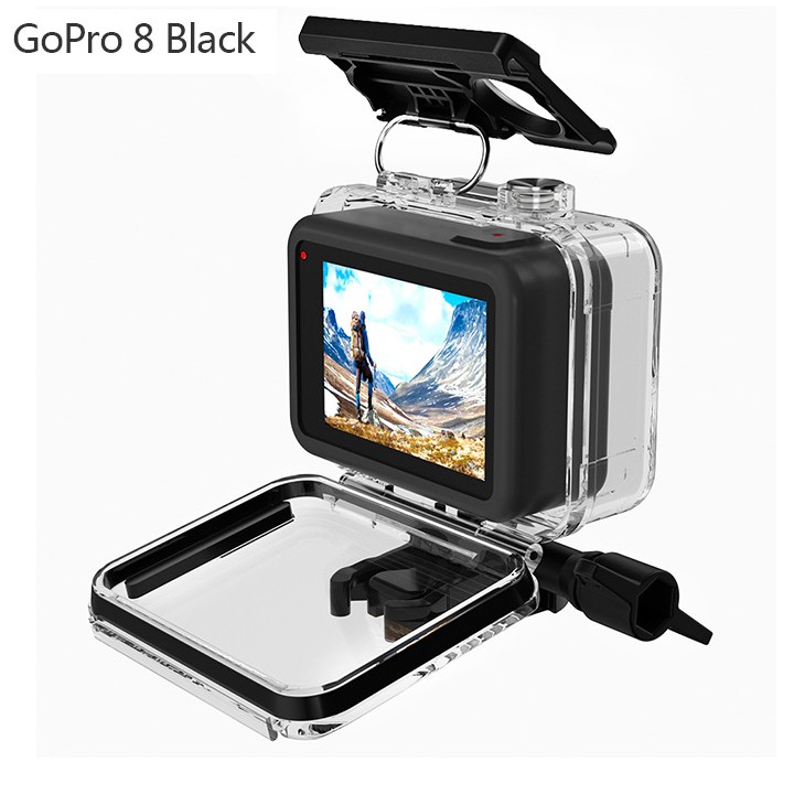 Case chống nước Gopro Hero 8 bằng nhựa mica trong suốt chống nước độ sâu lên tới 60m