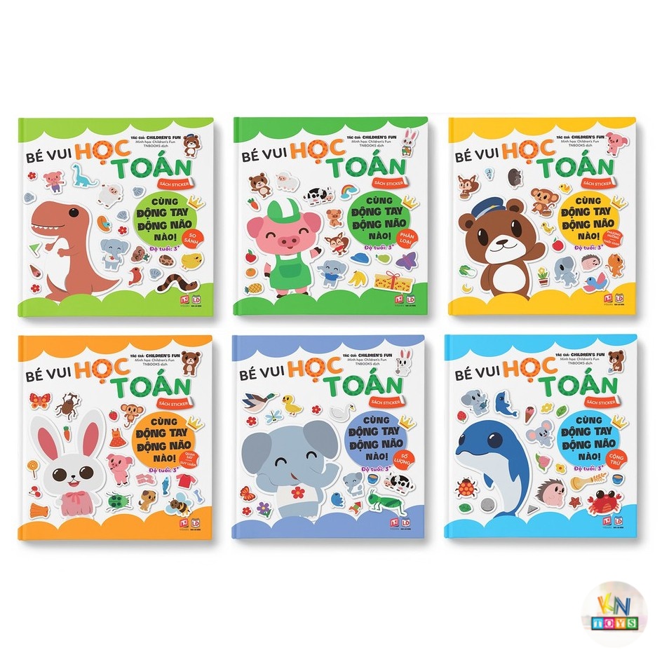 Sách Sticker Bóc Dán - Bé Vui Học Toán - Cùng Động Tay Động Não Nào - Bộ 6 Cuốn ( 3 - 12 Tuổi )