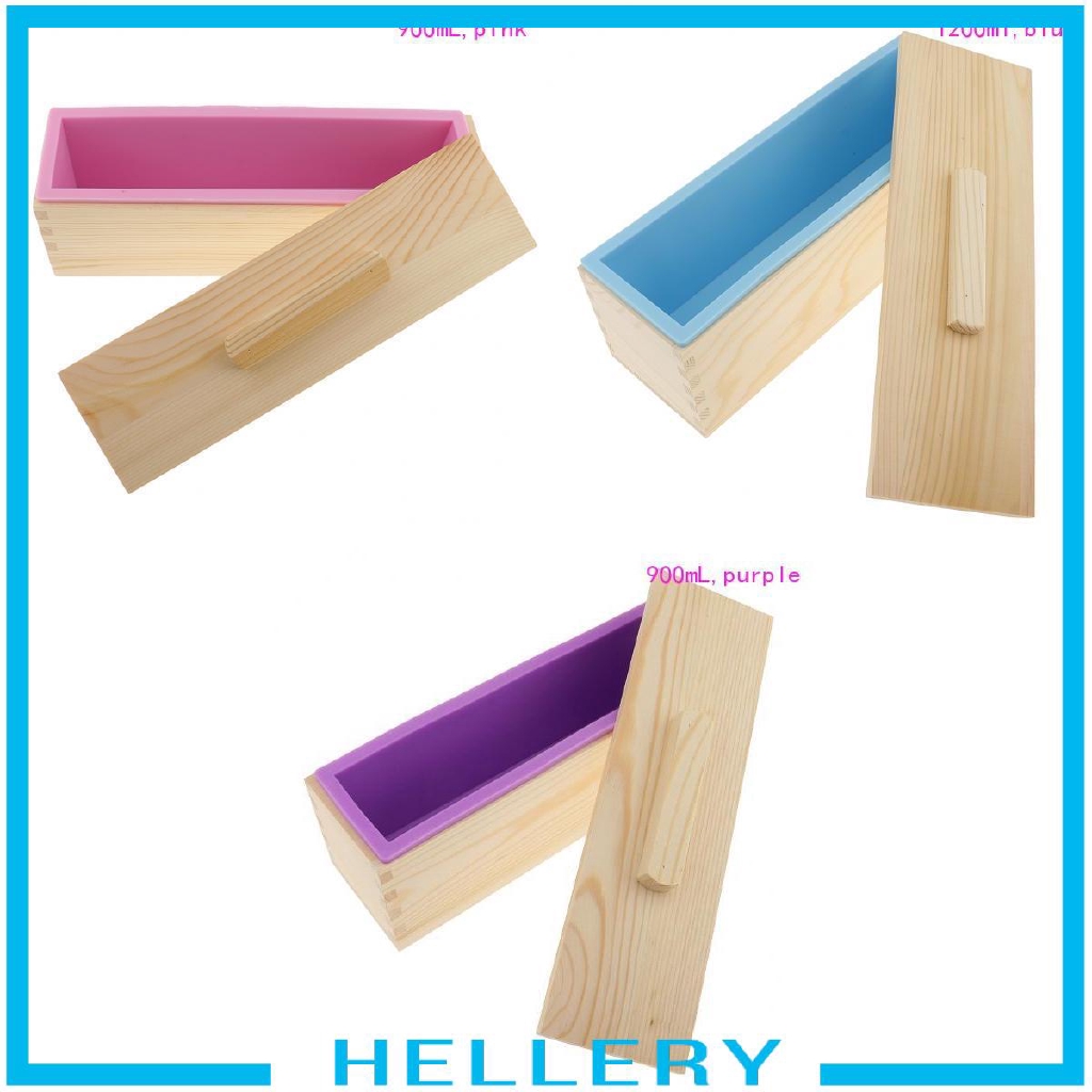 Khuôn Silicon Hình Chữ Nhật Làm Xà Phòng / Bánh Mì Kèm Hộp Gỗ DIY Mới