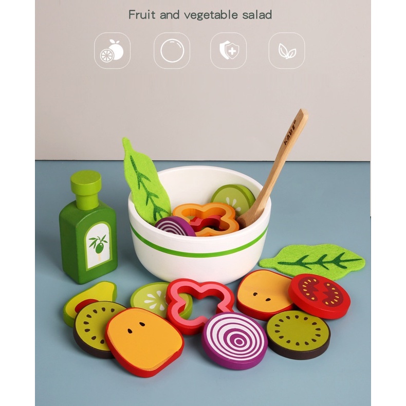 Bộ đồ chơi gỗ salad hoa quả, rau củ bằng gỗ toystore FUDAER