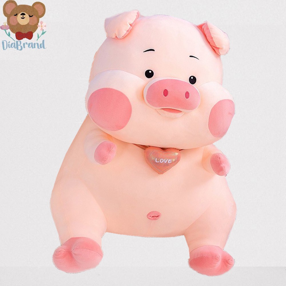 Gấu Bông Heo Ngồi Đeo Tim Dễ Thương Size 50cm - Diabrand