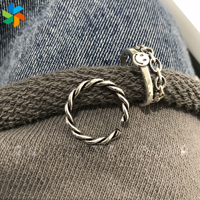 Nhẫn hợp kim nhôm hình mặt cười dễ điều chỉnh JP6