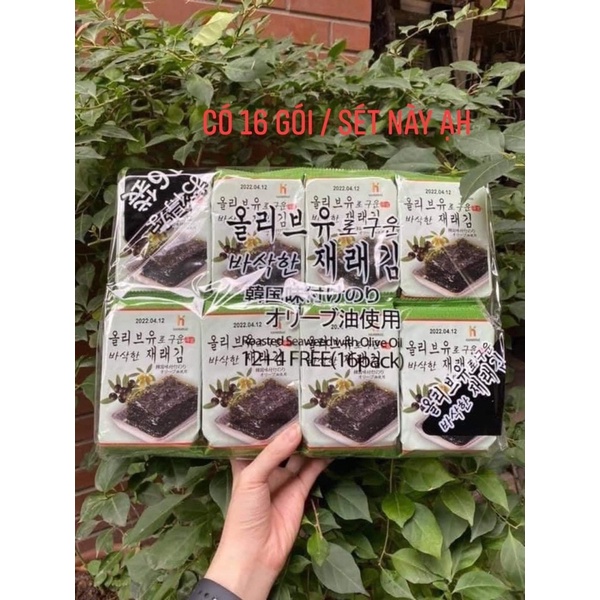 Thùng 8 Lốc 16 Gói Rong Biển Khô Ăn Liền Hàn Quốc (128 Gói 5Gram)