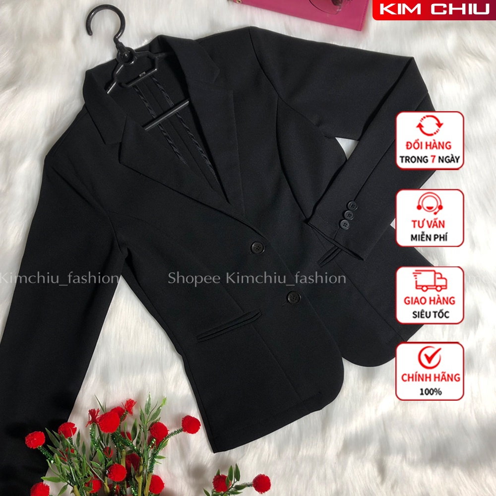 Áo Vest Nữ Công Sở Cao Cấp Kim Chiu Vải Tuyết Mưa Màu Đen, Tay Dài Form Đẹp Từng Đường Kim Mũi Chỉ VTD-16