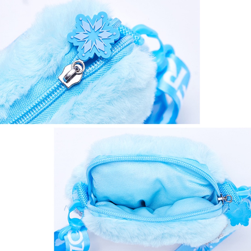 Frozen Children's Plush Crossbody Bag Girl Cute Sling Bag Rainbow Pony Elsa Shoulder Bag Kids Cartoon Princess Bag Gift
